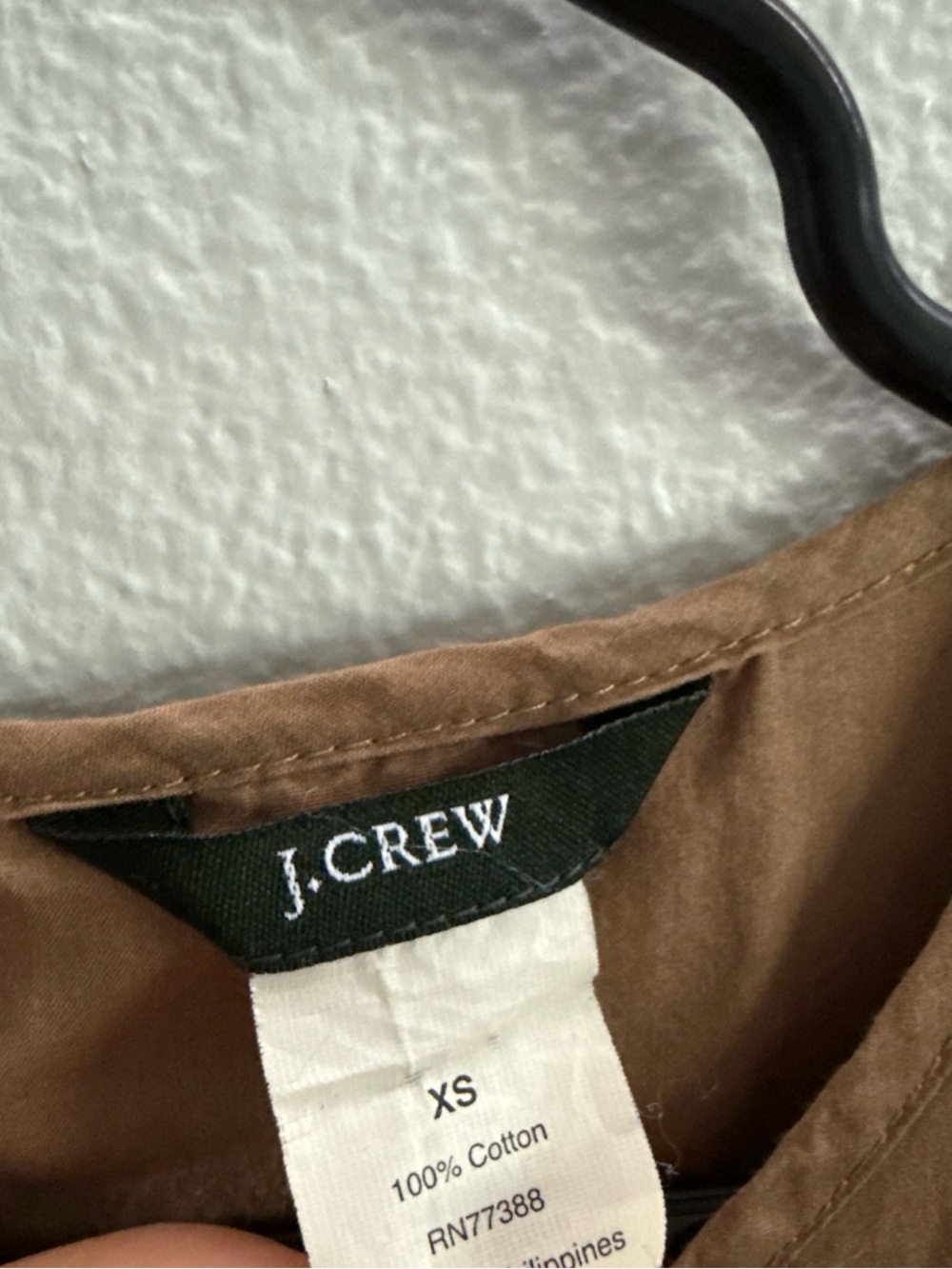 J.Crew Brown Cotton XS Boho Cottagecore Sleeveless Embroidered Shift Mini Dress - Picture 6 of 7